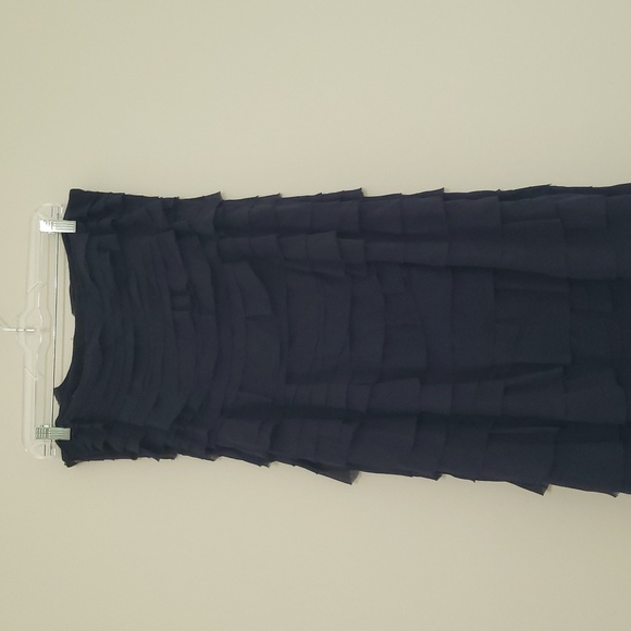 Ann Taylor Silk Strapless Maxi Dress 8 Navy Blue Tiered Layers Formal Cruise - Picture 7 of 16